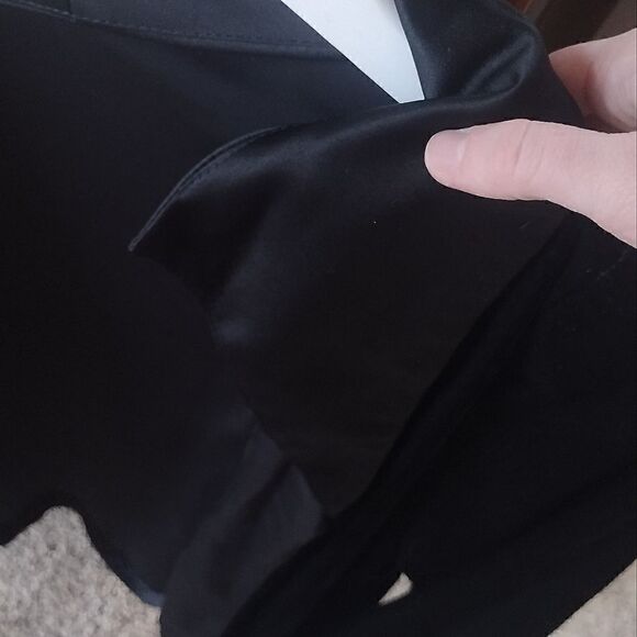 Alex Evenings Women's Solid Black Velvet Textured Open Front Cardigan Cover up - Picture 7 of 15